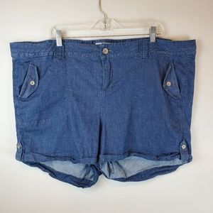 Torrid Blue Chambray Shorts Size 22 Womens Stretch Flowy